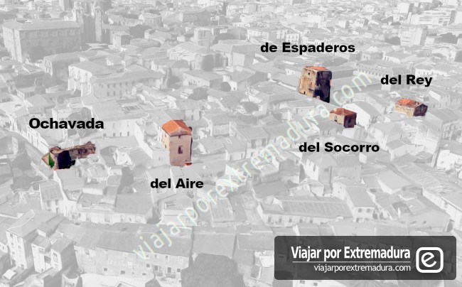 Torres del tramo norte de la muralla de Cáceres