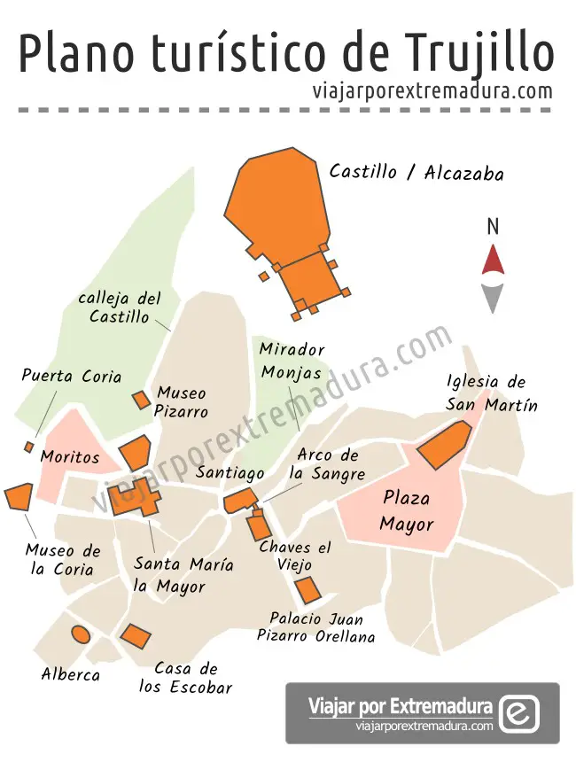 Plano turístico de Trujillo (Cáceres)