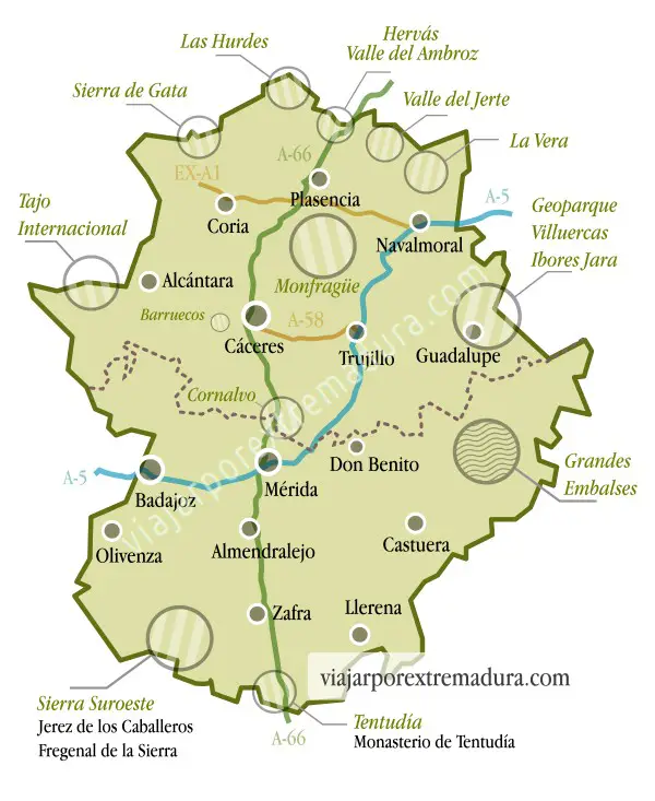 Mapa de Extremadura - viajarporextremadura.com